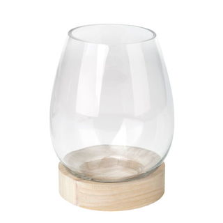 Bac en verre avec support en bois pour de chics wabi-kusa