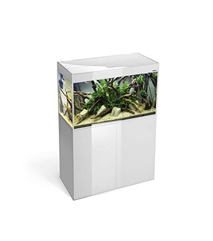 Aquarium Glossy 80 Blanc LED 125L avec Meuble portes acrylique