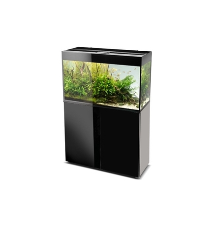 Aquarium Glossy 80 Noir LED 125L avec Meuble portes acrylique