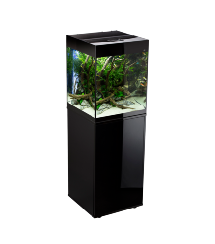 Aquarium Aquael Glossy Cube Noir LED 135L+Meuble porte acrylique