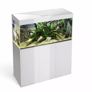 Aquarium Aquael Glossy 150 Blanc LED 405L+Meuble portes acrylique