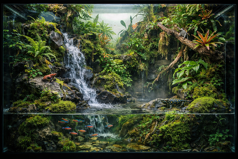 Écosystème tropical en paludarium hybride