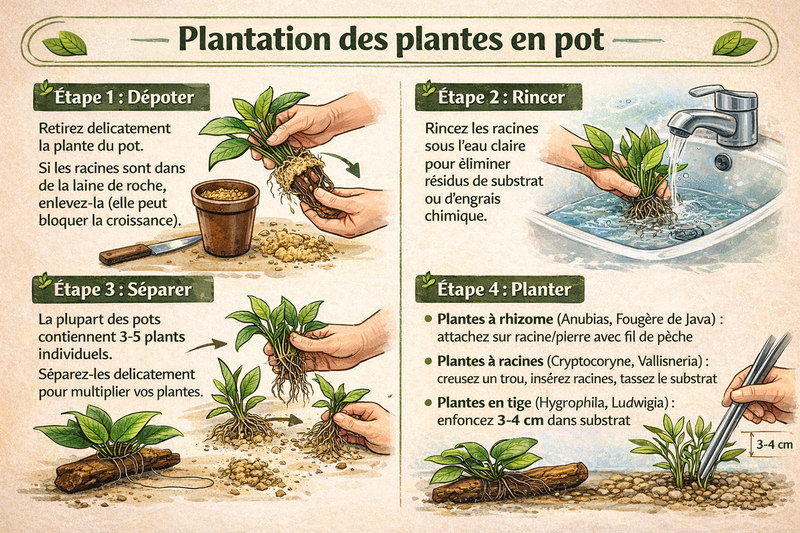 Plantation des plantes en pot