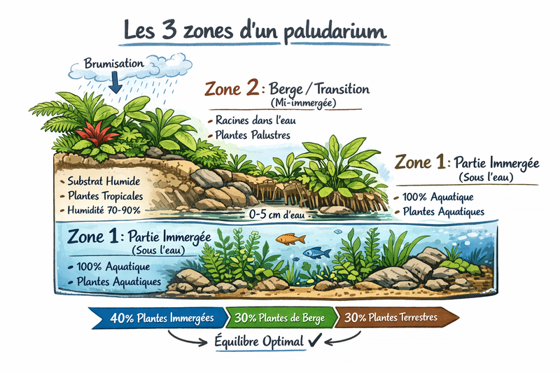 les 3 zones du paludarium